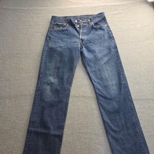 Levis 501xx Mens Blue Straight Leg Button Fly Denim Jeans 33x34 Made in USA